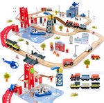 Giant Bean 117-PCS Busy Port City Wooden Train Set For Kids Expandable & Chang New. Price: $74.98.