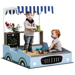 Qaba Kids Wooden Sandbox, Grocery Store Outdoor With Canopy, Blue New. Price: $59.99.