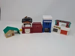 4X Battat Driven Pocket Build-a-city Buildings: House, Fire, Police, Gas Station Used. Price: $11.00.