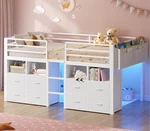 Metal Kids Loft With 8 DRAWERS,14" Safety Guardrail, Under-bed Play Space New. Price: $139.99.