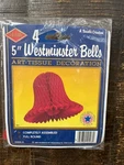 Beistle 5" Westminster Tissue Bell Red Decorations Wedding Honeycomb Vtg 1988 New. Price: $10.00.
