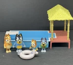 Bluey Pool Time Fun 4 Figures + Swimming Gazebo Lot Playset Bingo Mum Dad Used. Price: $14.49.