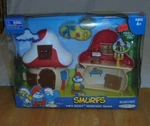 The Smurfs Red White Mushroom House Playset Papa Figure Peyo Jakks 2009 New. Price: $120.00.