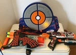 Spider-man Tri-shot Nerf Blaster TG7, X-shot Pistol With Electronic Target Used. Price: $24.95.