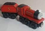 Learning Curve Thomas Friends James Wooden Railway Train With Tender Red #5 2003 Used. Price: $17.38.