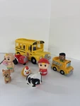 Cocomelon Musical Yellow School Bus Toy With Figure Boy Plus Farm Extras Used. Price: $16.95.