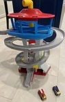 Paw Patrol Adventure Bay Lookout Tower Playset Racing Spin Track Cars Used. Price: $44.99.