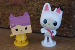Gabbys Doll House 2" Figure Set Pandy Paws White Yellow Mom Box Cat Play Toy Used. Price: $6.77.