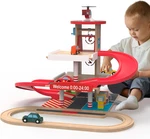 Toy Car Garage With Rails, Wooden Parking Playset W/elevator, Toddler New. Price: $87.76.