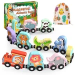Zeoddler Toys For Toddlers, 11 Magnetic Wooden Animals Train Medium, Brown New. Price: $19.98.
