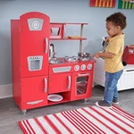 Kidkraft Red Vintage Wooden Play Kitchen Stainless Steel-look Trim Phone Used. Price: $91.93.
