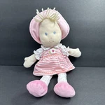 Prestige Baby Blond Pink White Girl Doll Plush 14" Lovey Striped Dress Dot Used. Price: $12.35.