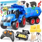 Funwee Rc Tractor Toy Set With Light & Sound, Kids Farm Car Animal Trailer Wheel New. Price: $50.72.