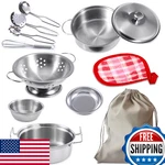 Mini Kids Pretend Play Kitchen Toys Set - Stainless Steel Pots, Pans, Food & Ute New. Price: $21.98.