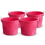 Homz Rope-handle 18-GALLON Open Storage Tubs, Plastic Buckets, Pink, 4 Pack New. Price: $136.59.