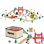 70PCS Wooden Train Set, With Magnetic Crane, Track Toy For Kids Ages New. Price: $38.63.