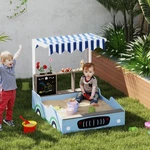 Kids Wooden Sandbox, Grocery Store Outdoor With Canopy, Blue New. Price: $59.99.