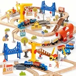 94PCS Wooden Train Set Modern City Adventure Railway Track Kids Bridge Tunnel Cr New. Price: $64.24.