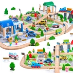 Vigorfun 172PCS Wooden Train Set For Toddlers Track - Expandable New. Price: $105.84.