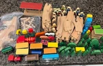 Wooden Set Bundle 50+ Pcs Tracks Scenery Brio Thomas Compatible Used. Price: $50.00.