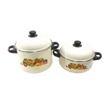 Vintage Cinsa Fruit Melody Sauce Pan Set 2 Pots With Lids Enamelware Mexico Rare Used. Price: $79.99.