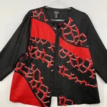 Chico's Travelers Size LARGE/2 Black Abstract Wrinkle Textured Light Jacket Pre-owned. Price: $22.00.