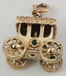 Vintage Monet Princess Carriage Charm Gold Tone 1960S Crystals Wheels Spin Pre-owned. Price: $29.99.