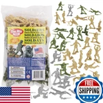 Toy Plastic Army Men Od Green Tan Gray 72PC Soldier Figures - New. Price: $32.32.