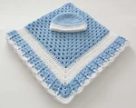 Blue W/white Soft Cuddly Crocheted Washable Baby Blanket &bonus Hat Gift 35X35 New. Price: $37.99.