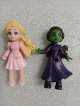 Mattel Wicked Emerald City Elphaba And Glinda Small Dolls Minifigures Bench Used. Price: $15.00.