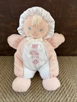 Prestige Baby Plush Doll Pink Soft Nursery Lovey Rattle Spot Blue Eyes Used. Price: $9.99.