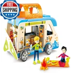 Hape Adventure Van 23-PIECE Wooden Pretend Play Camper Toy Set Camping New. Price: $74.80.