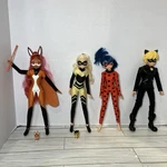 Playmates Miraculous Ladybug 4 Doll Set Queen Bee, Rena Rouge, Cat Noir, Used. Price: $39.99.