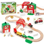 Giant Bean 42PCS Wooden Farm Train Set For Toddler, Battery Operated Ra... New. Price: $47.08.