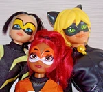 Miraculous Ladybug Doll Lot Cat Noir + Queen Bee Rena Rouge Playmates Zag Used. Price: $19.98.