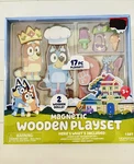 Bluey Toy - Magnetic Wooden Playset 17 Pieces & 2 Dolls Included New. Price: $12.98.