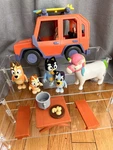 Bluey Figure Lot Jeep Picnic Dad Bingo Surf Board Unicorn Accessories Car Toy Used. Price: $19.67.