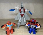 Lot Of Transformers Playskool Optimus Prime, Heatwave The Fire-bot & Starscream Used. Price: $15.99.
