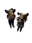 Christmas Mr/mrs Moose Baby Ice Skates Plush/wood Doll Tartan Plaid Red Green Used. Price: $26.25.