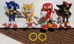 4X Sonic The Hedgehog Action Figures Kuckles Tails Shadow & 2.5" Rings Used. Price: $27.95.
