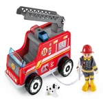 Hape Fire Truck Playset Wooden Engine Toy Action Figure Rescue Dog New. Price: $34.12.