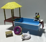 Bluey Pool Playset Toy And Figure, Articulated & Accessories Used. Price: $17.99.