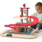 Toy Car Garage With Rails, Wooden Parking Playset W/elevator, Race... New. Price: $83.77.
