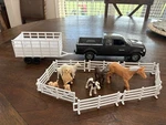 Big Country Truck And Cattle Trailer Playset Black Kubota Farm Animals Toy Used. Price: $19.75.
